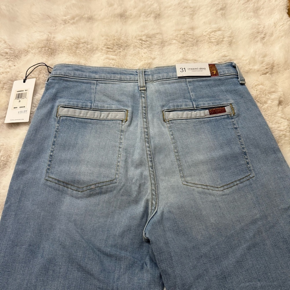 7 For All Mankind Women’s Cropped Alexa Roxy Lights Patch Front Pockets Size 31 - Picture 5 of 8